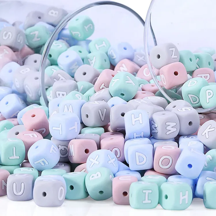 colorful letters silicone beads