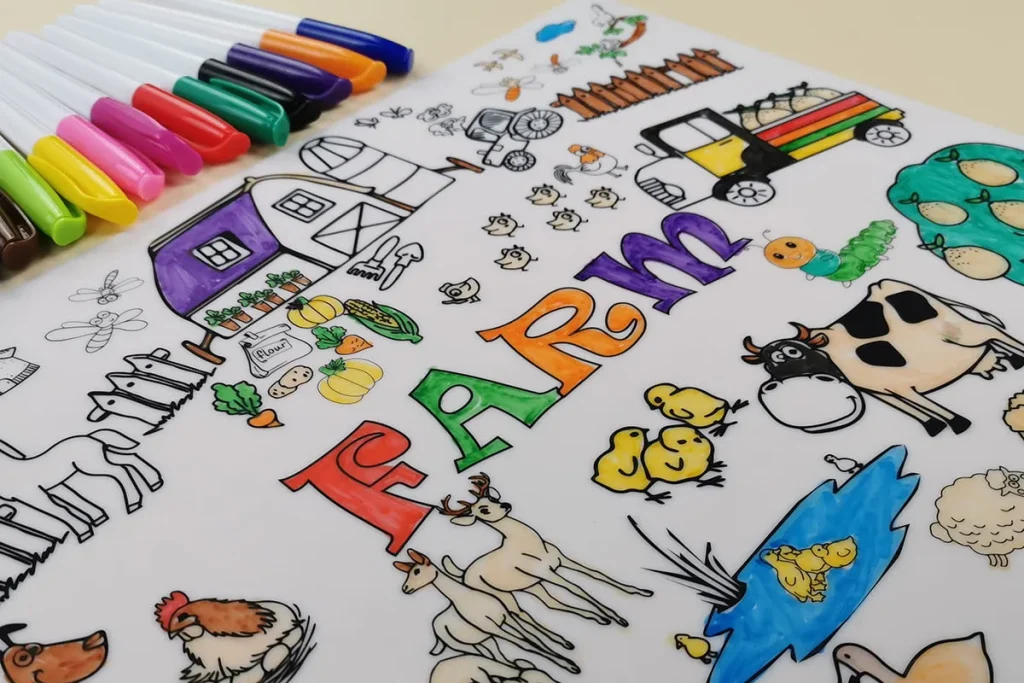 tapis de coloriage en silicone avec marqueurs