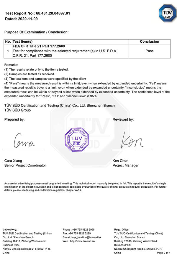 silikonmatte fda-prüfbericht